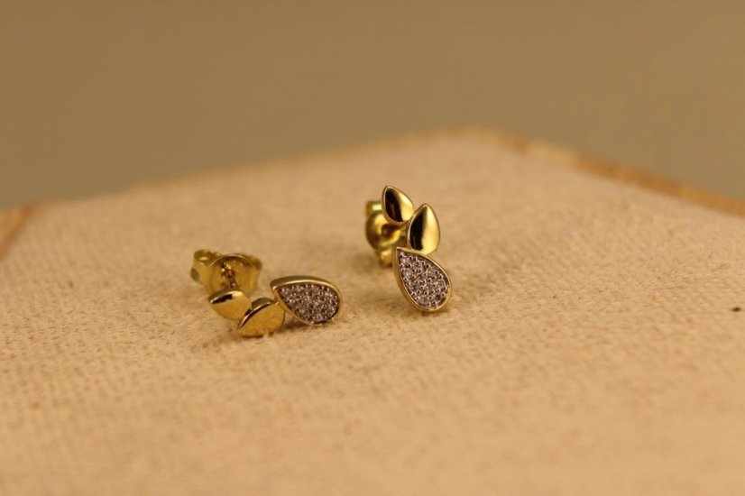 Náušnice-diamanty 0,060 ct-H/Si-žlté zlato-puzetky-14 karátov