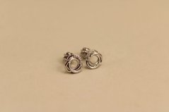 Zlaté náušnice - diamanty 0,02 ct -  G-H/Si - biele zlato - šrúbky - 14K