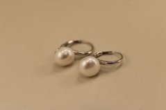 Náušnice- perly- patent- rhódiované striebro- 925/1000