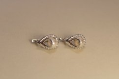 Náušnice- kvapky-biela perla- zirkón- biele zlato- francúzsky patent-14 karátov