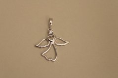Prívesok - Anjel - biele zlato - číry zirkón -14 karátov