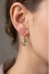 Náušnice-zelený drahokamom Ametyst-žlté zlatopatent-14 karátov