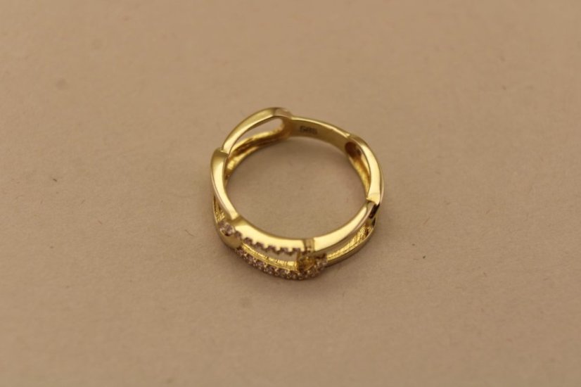 Zlatý prsteň - Reťaz - Číre zirkóny - Žlté zlato - 14k