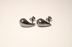Strieborné čierne naušnice tvar slzy, napichovačky, 2,75g, rhodium, 925/1000