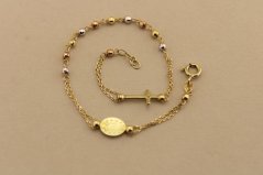 Zlatý náramok - Ruženec - 14k - Kombinované zlato