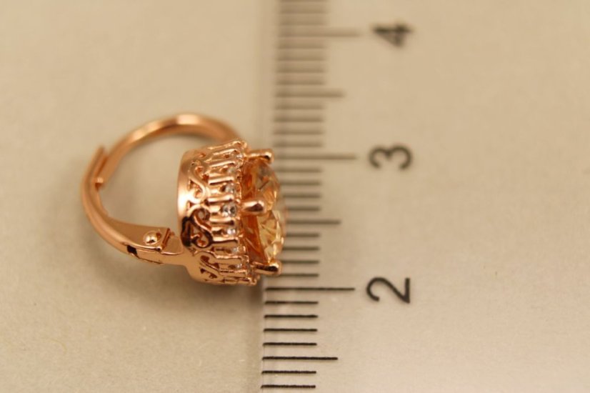 Pozlátené strieborné náušnice so žltým zirónom a čírymi zirkónmi, klasické zapínanie, 3,82g 925/1000