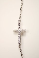 Strieborná celebritka s príveskom krížik, číre zirkóny, 39,5-45 cm, 1,62 g, rhodium, 925/1000