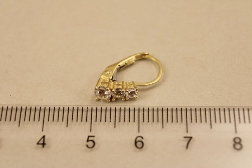 Náušnice- číre zirkóny- patent- žlté zlato- 14 karátov