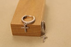 Náušnice - kruhy - krížiky - číre zirkóny - biele zlato - 14K