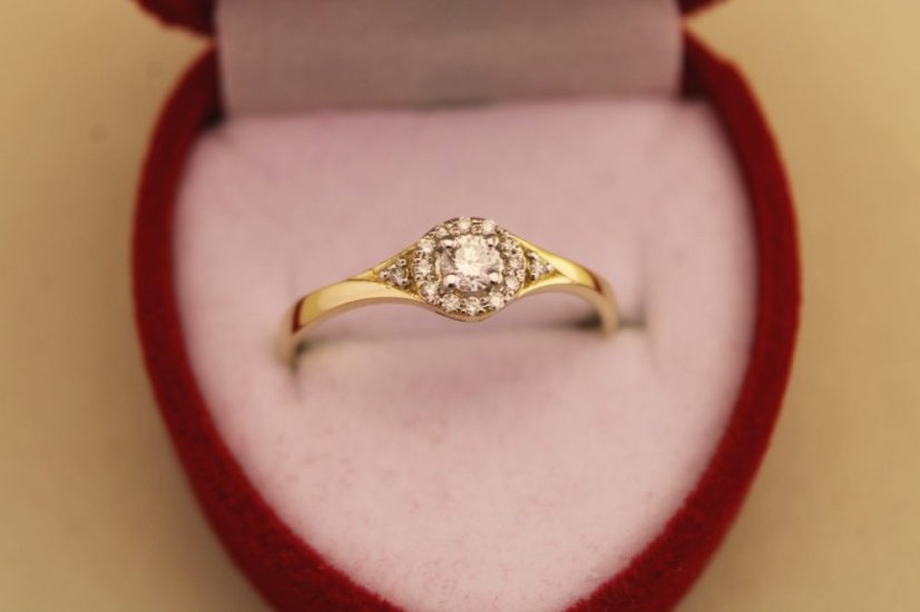 Prsteň- brilianty-H/Si2- viacfarebné zlato- 14 karátov