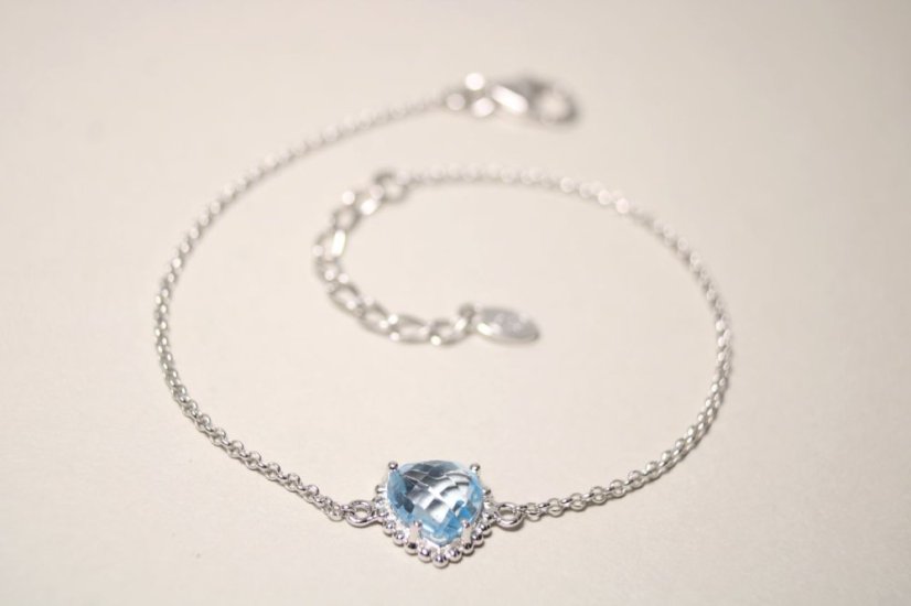 Náramok-prívesok srdiečko-Topás-rhodium-striebro