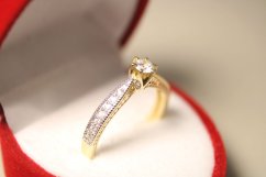Prsteň- diamant- 0,15 ct- H/Si2- kombinované zlato- 14 karátov