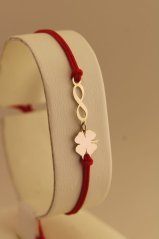 Šnúrkový náramok - Nekonečno s šťastie - Žlté zlato - 14k