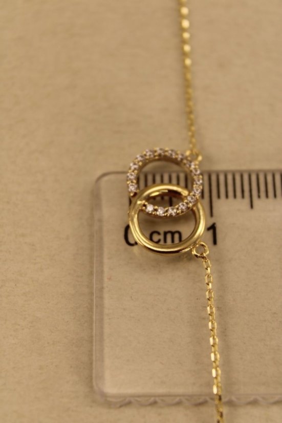 Celebritka - Anker - dva kruhy - číre zirkóny - žlté zlato - 14 karátov