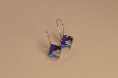 Náušnice -swarovski crystals -modré kocky - Bermuda Blue- rhodiované striebro