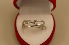 Prsteň- prepletaný vzor-rhodium-striebro