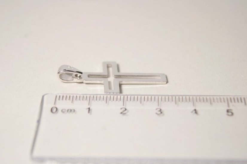 Strieborný prívesok veľký vyrezávaný kríž, rhodium, 1,70 g, 925/1000