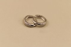 Náušnice- kruhy- číre kamienky- kĺb- rhódiované striebro- 925/1000