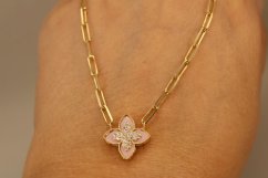 Celebritka-Kvet-Číre zirkóny-Žlté zlato-14k