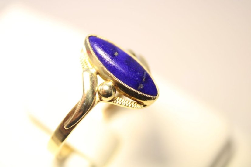 Zlatý prsteň s Lapis Lazuli žlté zlato, veľkosť 60, 2,65 g, 14 karátov, 585/1000