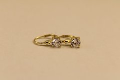 Náušnice - číre zirkóny - patent - pozlátené striebro