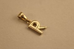 Prívesok - písmeno R - žlté zlato - 14K