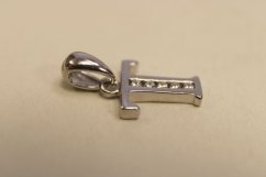 Prívesok-písmeno T- číre zirkóny-striebro-rhodium