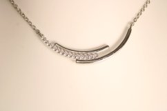 Strieborná celebritka zaoblená kontúra s čírymi zirkónmi, rhodium, 42-45 cm, 4,02 g, 925/1000
