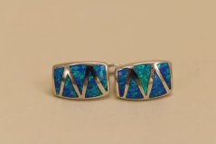 Náušnice -modrý opál - francúzske zapínanie - rhodium - striebro