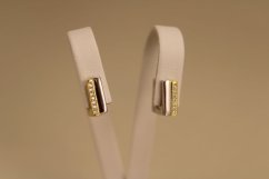 Náušnice - štvorcové kruhy - číre zirkóny - kombinované striebro