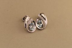 Náušnice-Topás- číre zirkóny-rhodium-striebro