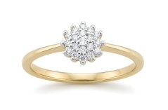 Zlatý prsteň - Briliantový kvet - 14k - žlté zlato
