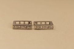 Náušnice- obdĺžníky- číre zirkóny- zacvakávacie- biele zlato- 14K