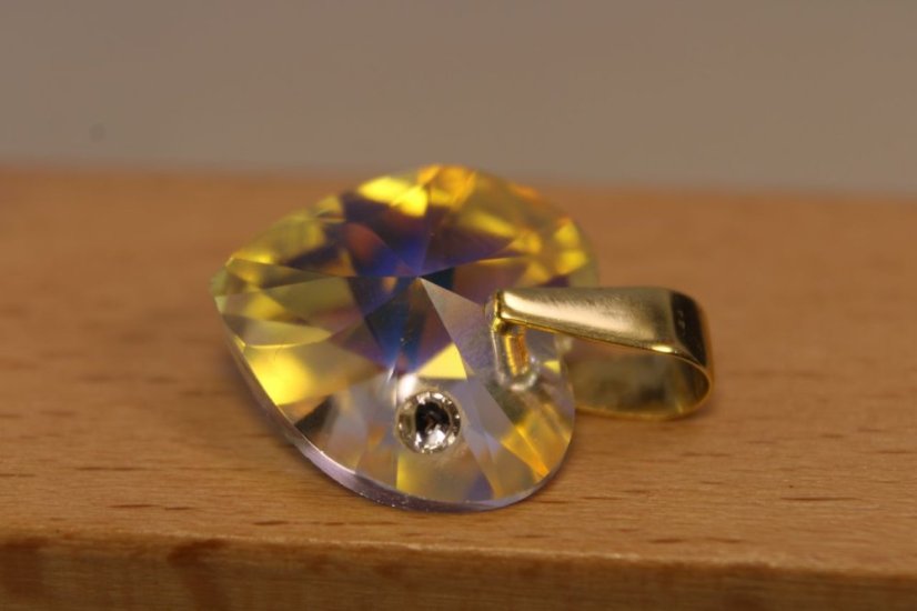 Prívesok- srdiečko- CRYSTAL SWAROVSKI-žlté zlato-zirkón-14 karátov