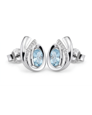 Náušnice-Topás- číre zirkóny-rhodium-striebro