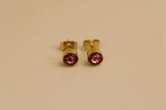 Náušnice- rúžové očko- puzetky- chirurgická oceľ- 316/L