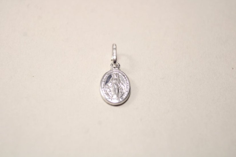Prívesok- Zázračná medaila s Pannou Máriou- rhódiované striebro