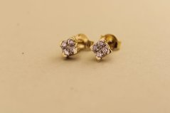 Náušnice- kocky- brilianty- puzetky- žlté zlato- 14 karátov