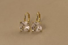 Náušnice- číry zirkón- patent- pozlátené striebro