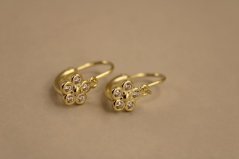 Náušnice- kvety- číre zirkóny- brizúra- pozlátené striebro