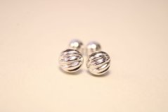 Strieborné náušnice vrúbkované zrezané guličky, rhodium, šrúbky, 1,64 g, 925/1000