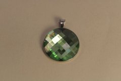 Prívesok- okrúhly zelený swarovski crystals- striebro