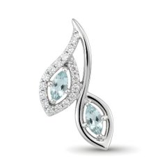 Prívesok- dva listy- Topás- zirkóny- rhódiované striebro