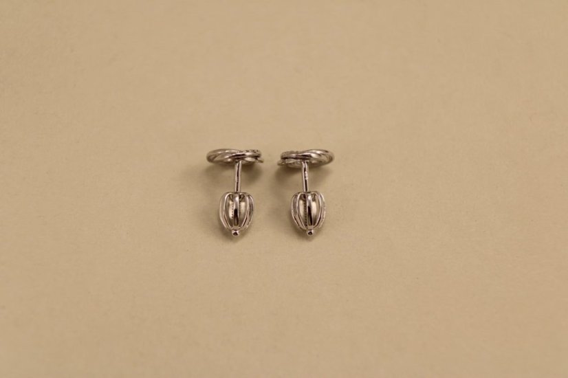 Zlaté náušnice - diamanty 0,02 ct -  G-H/Si - biele zlato - šrúbky - 14K