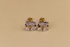 Náušnice- číry zirkón- puzetky- pozlátená oceľ- 316/L