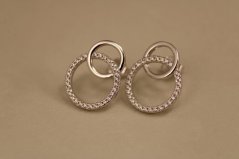Náušnice- kruhy- číre zirkóny- puzetky- rhódiované striebro- 925/1000