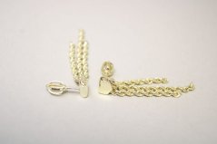 Náušnice- visiace točené strapce-šrúbky- žlté zlato- 14 karátov