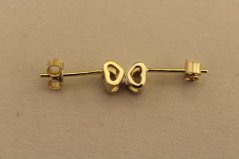 Náušnice- srdiečka-diamanty- žlté zlato- napichovačky- 14 karátov