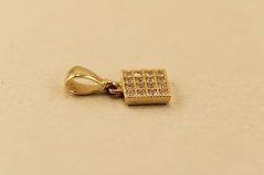 Zlatý prívesok štvorec, žlté zlato, číre zirkóny 0,58g 14k 585/1000