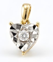 Prívesok- srdce- diamant 0,04ct- kombinované zlato- 14 karátov